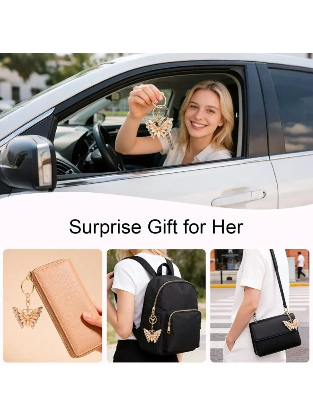 Vintage Car Keychain for Women & Girls | Cute Designer Charms for Purses
